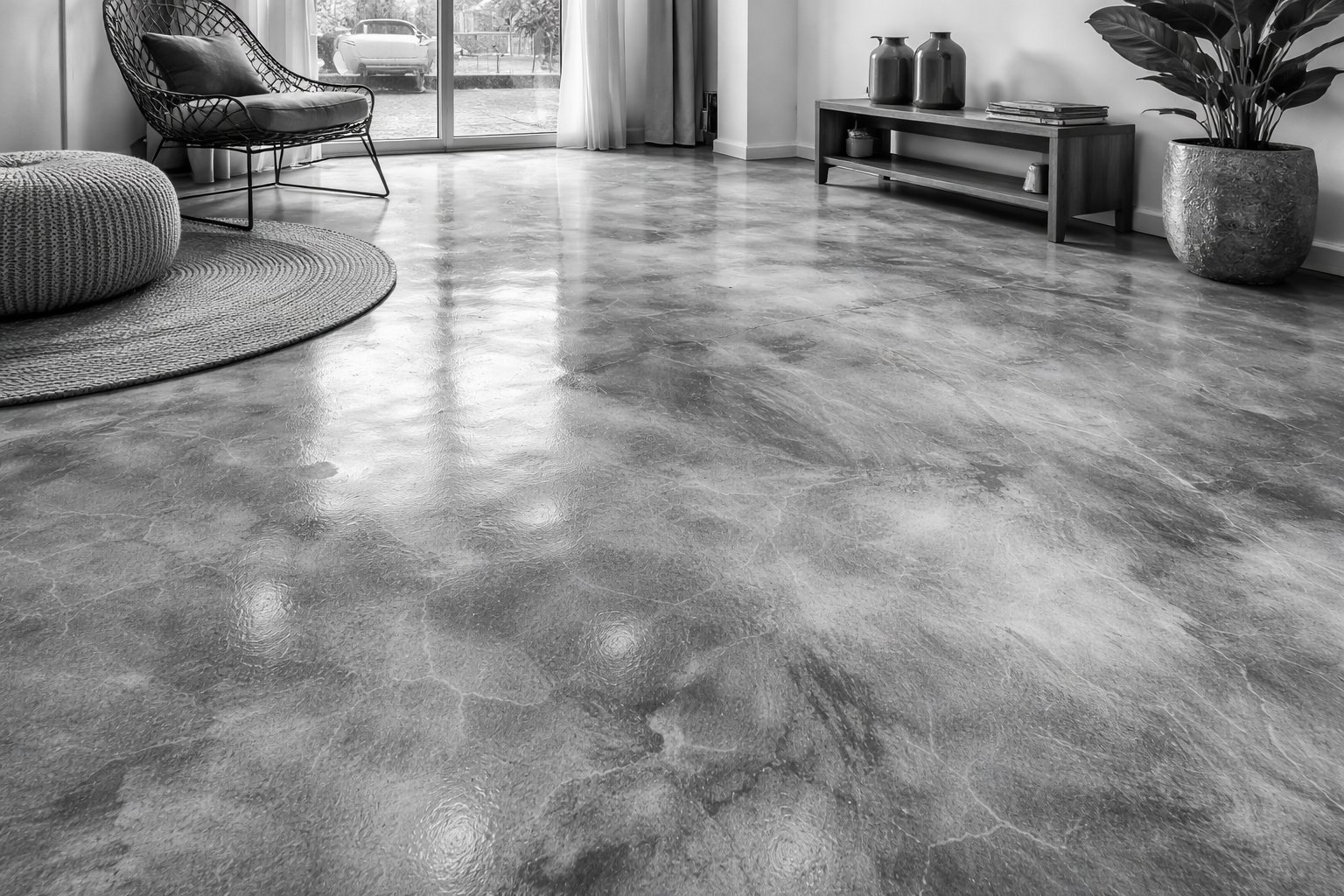 Hormigón decorativo pulido en salón