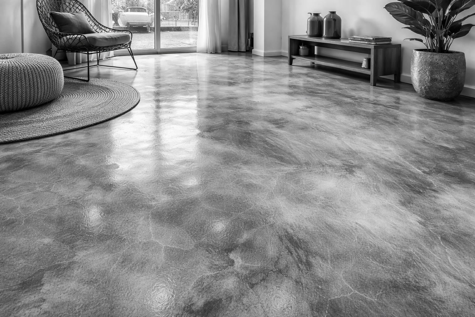 Hormigón decorativo pulido en salón